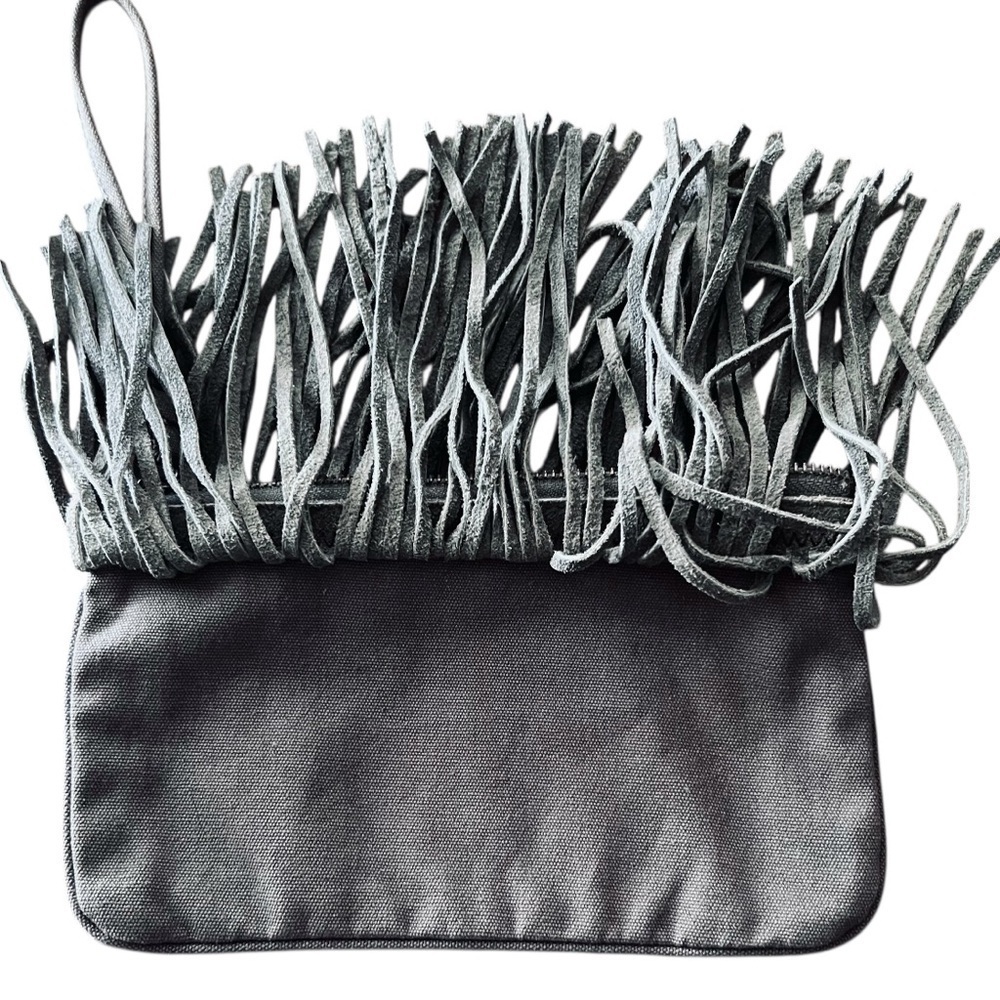 American Eagle Outfitters Fringe Suede Wristlet - Olive Green - Picture 6 of 9